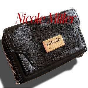 Nicole Miller Black Wallet with Gold Accent